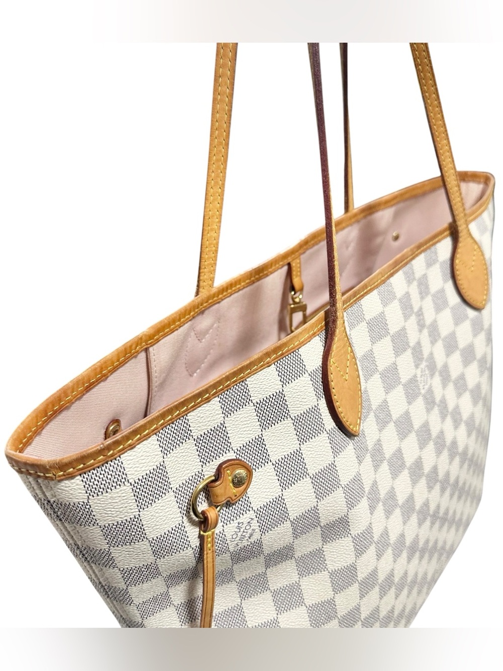 Louis Vuitton Damier Azur Pink & Vachetta MM Neverfull Tote Bag - Picture 6 of 16